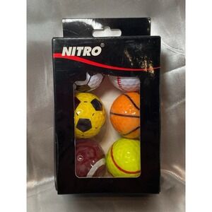 Nitro - 6pk - Multi-sport Novelty Themed Golf Balls-New In Box - 6 Golf Balls